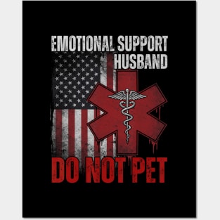 Emotional Support Husband EMS Paramedic Funny Posters and Art